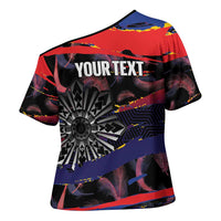 Philippines Sun Tattoo Cross Shoulder Shirt Feathers Filipinas Grunge Style Black