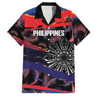 Philippines Sun Tattoo Family Matching Mermaid Dress and Hawaiian Shirt Feathers Filipinas Grunge Style Black LT14 Dad's Shirt - Short Sleeve Black - Polynesian Pride
