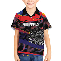 Philippines Sun Tattoo Family Matching Mermaid Dress and Hawaiian Shirt Feathers Filipinas Grunge Style Black LT14 Son's Shirt Black - Polynesian Pride