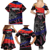 Philippines Sun Tattoo Family Matching Summer Maxi Dress and Hawaiian Shirt Feathers Filipinas Grunge Style Black LT14 - Polynesian Pride