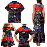 Philippines Sun Tattoo Family Matching Tank Maxi Dress and Hawaiian Shirt Feathers Filipinas Grunge Style Black LT14 - Polynesian Pride