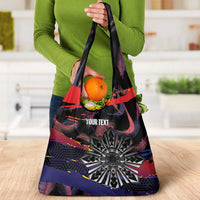 Philippines Sun Tattoo Grocery Bag Feathers Filipinas Grunge Style Black