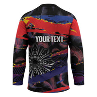 Philippines Sun Tattoo Hockey Jersey Feathers Filipinas Grunge Style Black