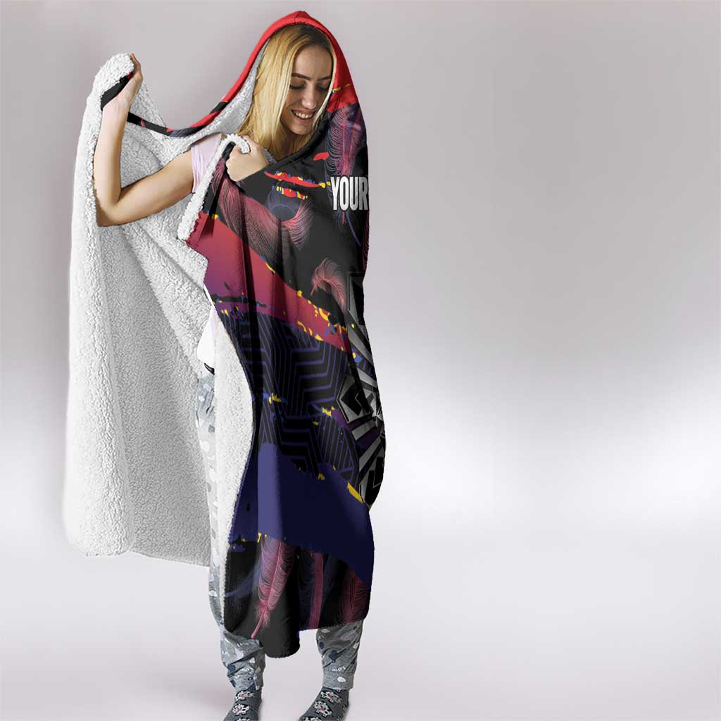 Philippines Sun Tattoo Hooded Blanket Feathers Filipinas Grunge Style Black