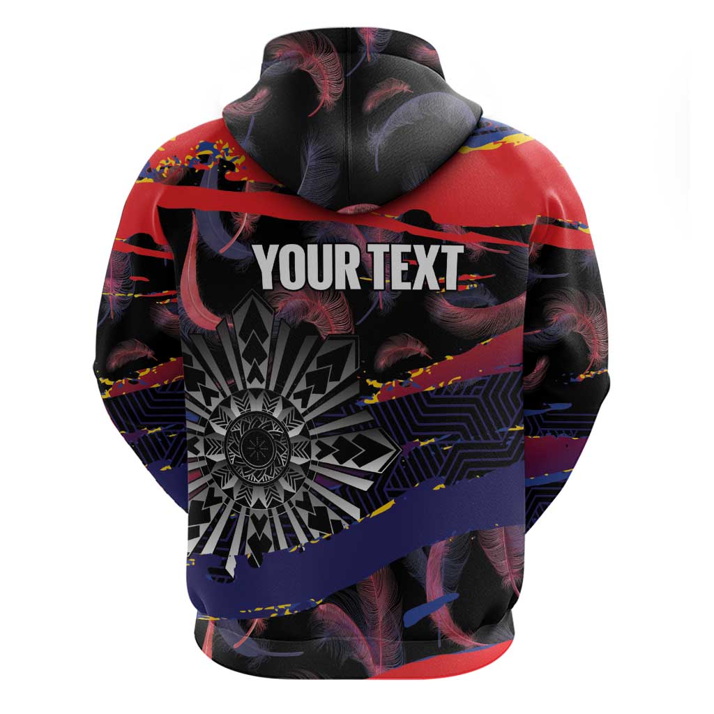 Philippines Sun Tattoo Hoodie Feathers Filipinas Grunge Style Black