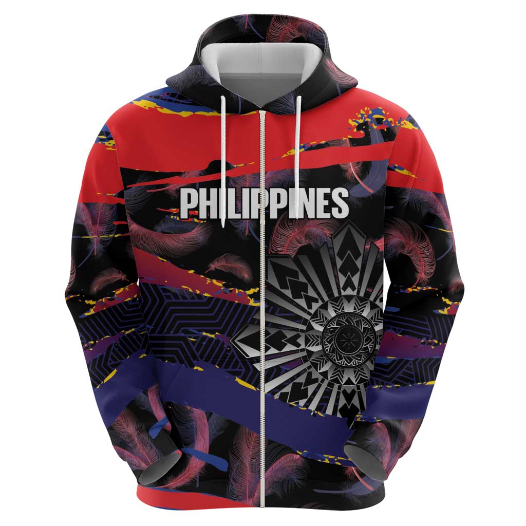 Philippines Sun Tattoo Hoodie Feathers Filipinas Grunge Style Black