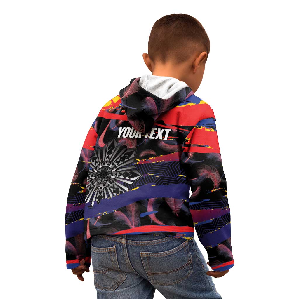 Philippines Sun Tattoo Kid Hoodie Feathers Filipinas Grunge Style Black