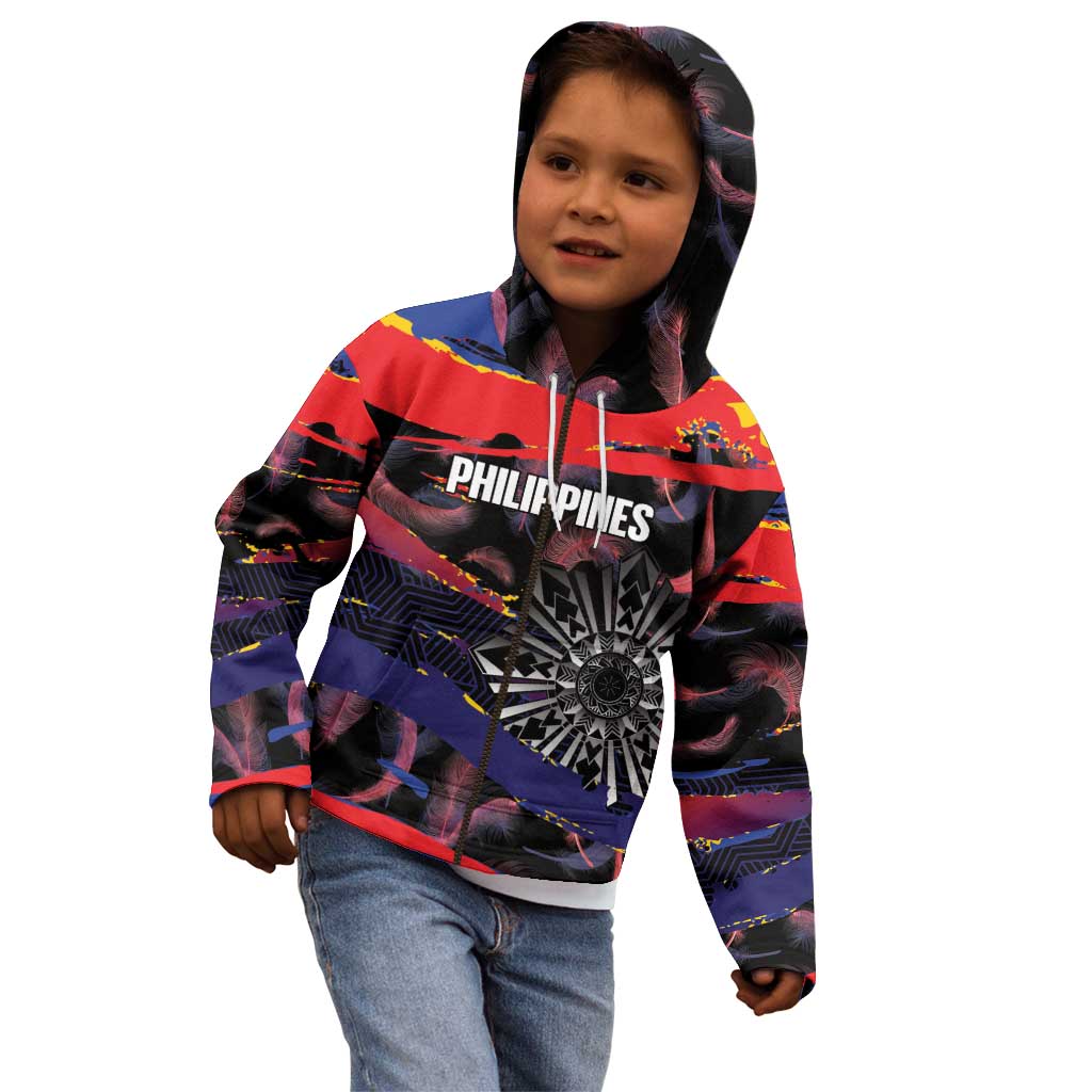 Philippines Sun Tattoo Kid Hoodie Feathers Filipinas Grunge Style Black