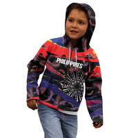 Philippines Sun Tattoo Kid Hoodie Feathers Filipinas Grunge Style Black