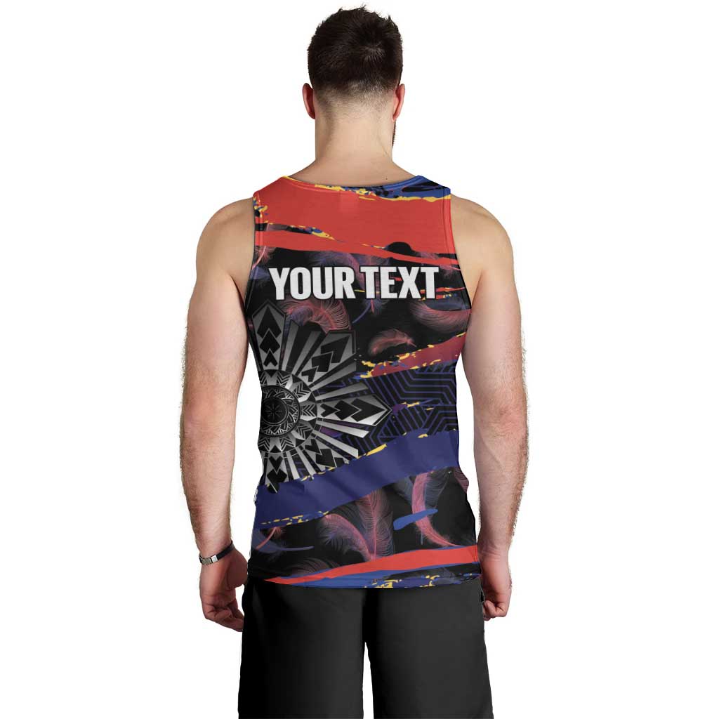 Philippines Sun Tattoo Men Tank Top Feathers Filipinas Grunge Style Black