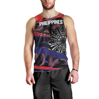 Philippines Sun Tattoo Men Tank Top Feathers Filipinas Grunge Style Black