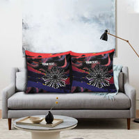 Philippines Sun Tattoo Pillow Cover Feathers Filipinas Grunge Style Black