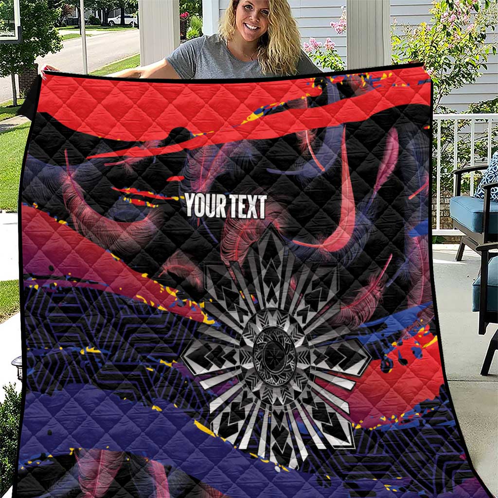 Philippines Sun Tattoo Quilt Feathers Filipinas Grunge Style Black