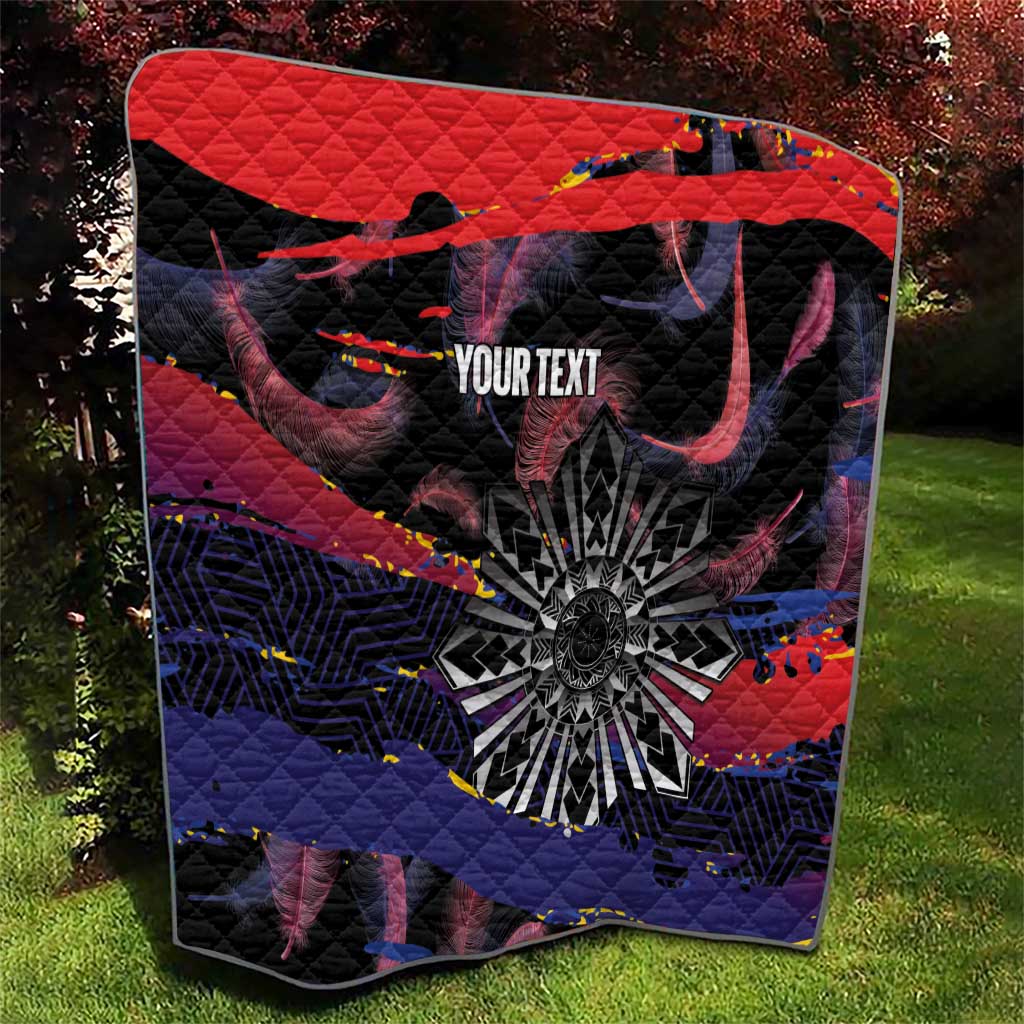 Philippines Sun Tattoo Quilt Feathers Filipinas Grunge Style Black