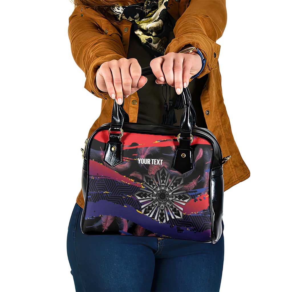 Philippines Sun Tattoo Shoulder Handbag Feathers Filipinas Grunge Style Black