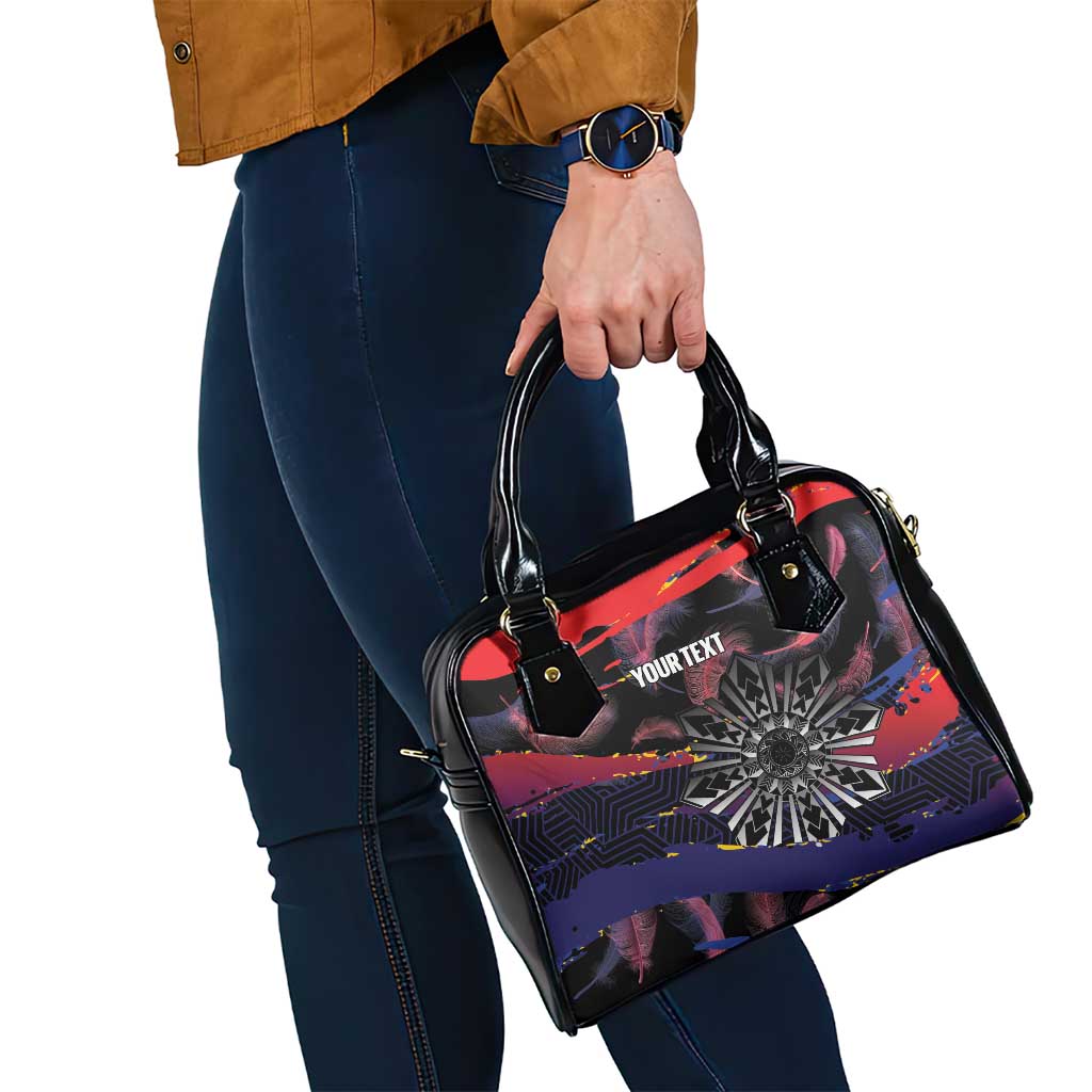 Philippines Sun Tattoo Shoulder Handbag Feathers Filipinas Grunge Style Black