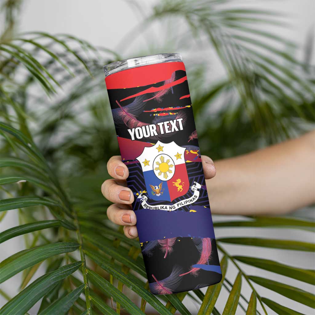 Philippines Sun Tattoo Skinny Tumbler Feathers Filipinas Grunge Style Black