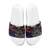 Philippines Sun Tattoo Slide Sandals Feathers Filipinas Grunge Style Black