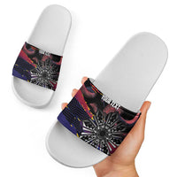 Philippines Sun Tattoo Slide Sandals Feathers Filipinas Grunge Style Black
