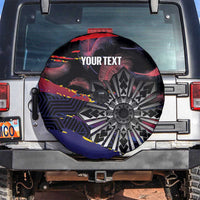 Philippines Sun Tattoo Spare Tire Cover Feathers Filipinas Grunge Style Black