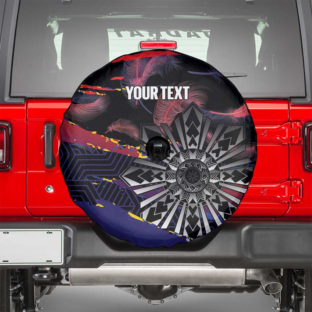 Philippines Sun Tattoo Spare Tire Cover Feathers Filipinas Grunge Style Black