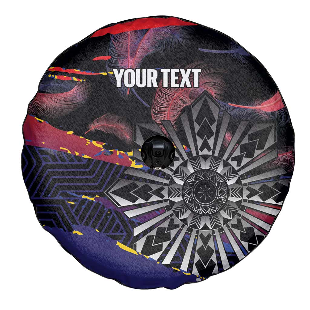 Philippines Sun Tattoo Spare Tire Cover Feathers Filipinas Grunge Style Black