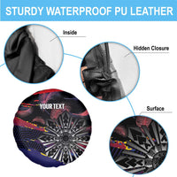 Philippines Sun Tattoo Spare Tire Cover Feathers Filipinas Grunge Style Black