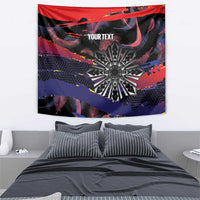 Philippines Sun Tattoo Tapestry Feathers Filipinas Grunge Style Black