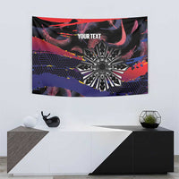 Philippines Sun Tattoo Tapestry Feathers Filipinas Grunge Style Black