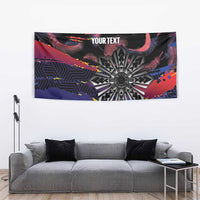 Philippines Sun Tattoo Tapestry Feathers Filipinas Grunge Style Black