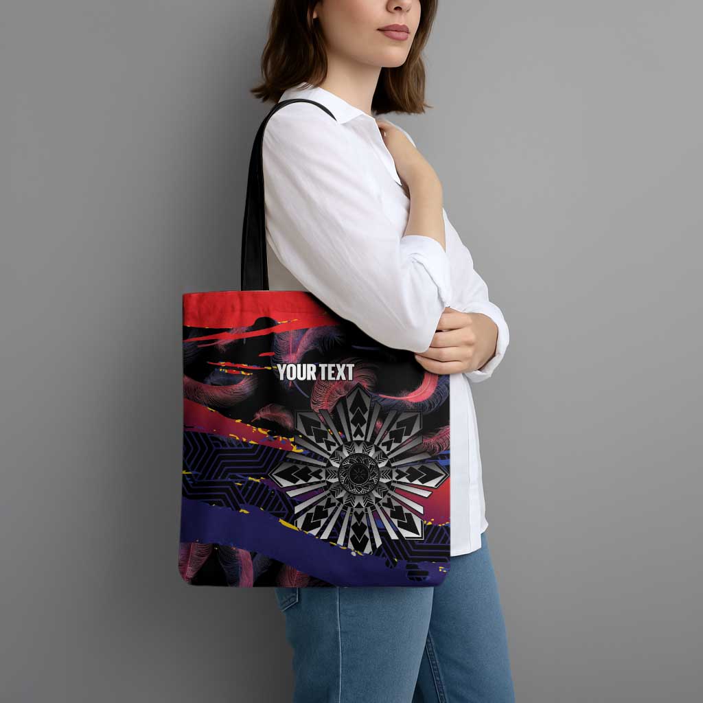 Philippines Sun Tattoo Tote Bag Feathers Filipinas Grunge Style Black