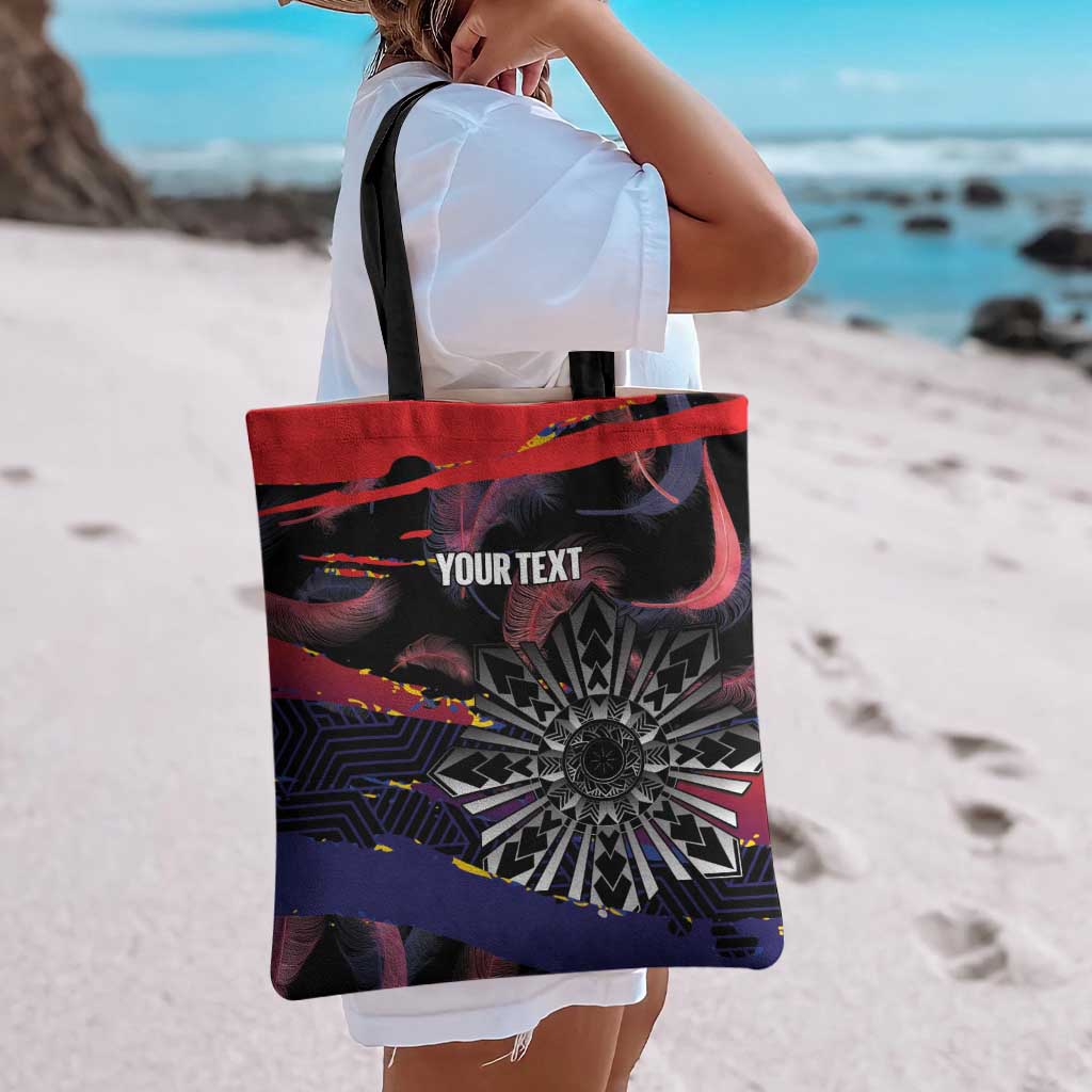 Philippines Sun Tattoo Tote Bag Feathers Filipinas Grunge Style Black