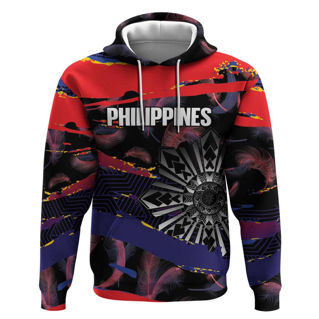 Philippines Sun Tattoo Zip Hoodie Feathers Filipinas Grunge Style Black