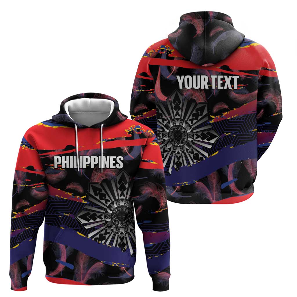 Philippines Sun Tattoo Zip Hoodie Feathers Filipinas Grunge Style Black