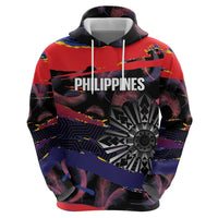 Philippines Sun Tattoo Zip Hoodie Feathers Filipinas Grunge Style Black