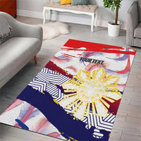 Philippines Sun Tattoo Area Rug Feathers Filipinas Grunge Style White