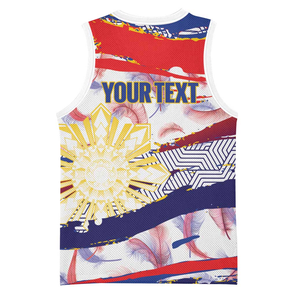 Philippines Sun Tattoo Basketball Jersey Feathers Filipinas Grunge Style White