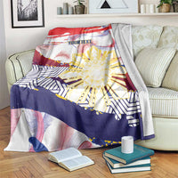 Philippines Sun Tattoo Blanket Feathers Filipinas Grunge Style White