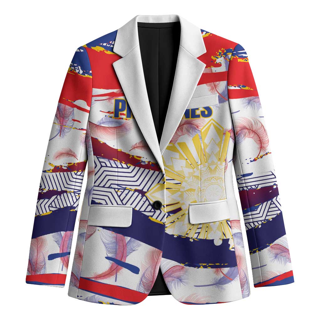 Philippines Sun Tattoo Blazer Feathers Filipinas Grunge Style White