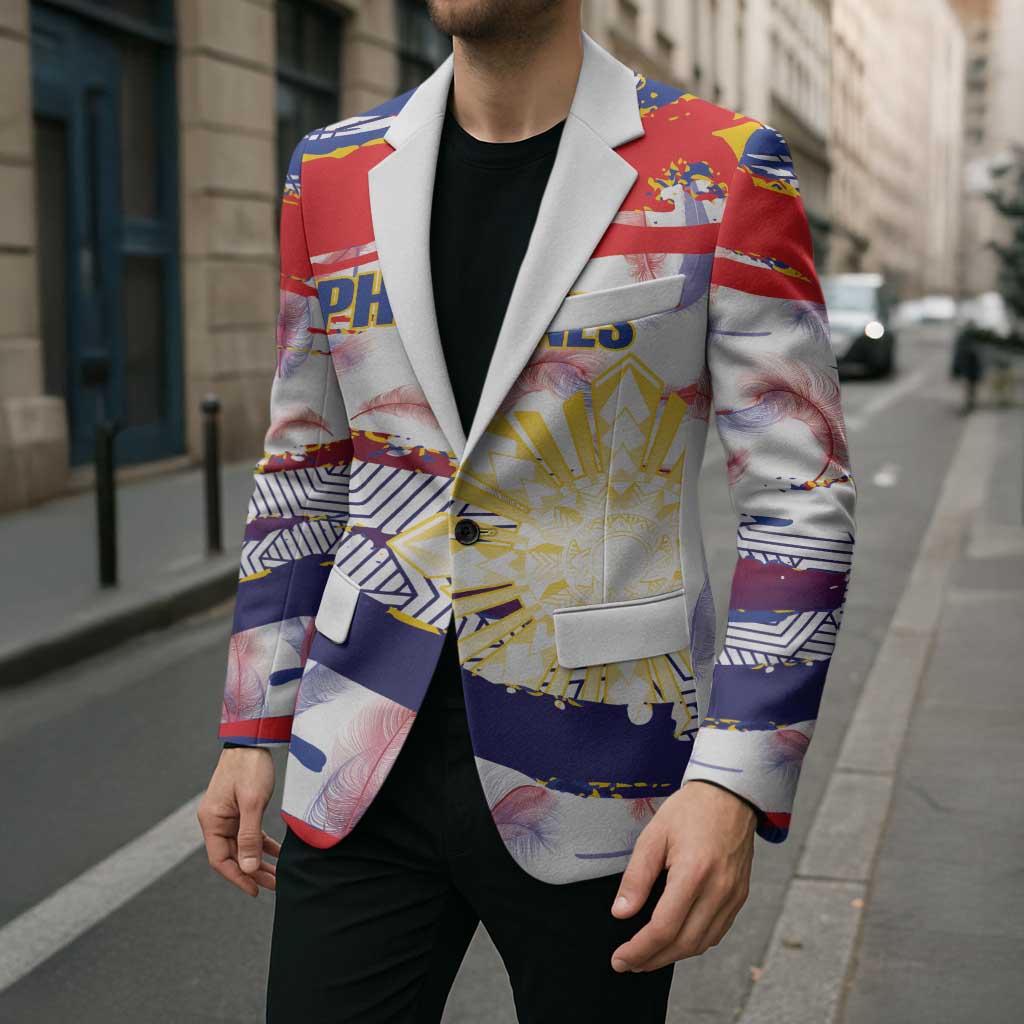 Philippines Sun Tattoo Blazer Feathers Filipinas Grunge Style White