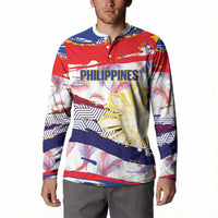 Philippines Sun Tattoo Button Sweatshirt Feathers Filipinas Grunge Style White
