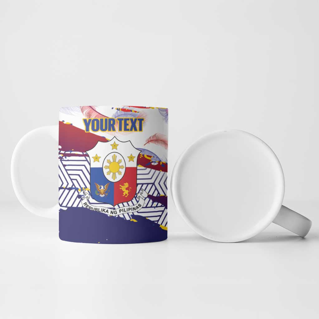 Philippines Sun Tattoo Ceramic Mug Feathers Filipinas Grunge Style White