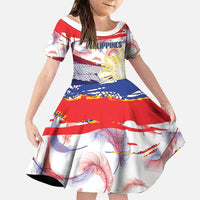 Philippines Sun Tattoo Family Matching Long Sleeve Bodycon Dress and Hawaiian Shirt Feathers Filipinas Grunge Style White LT14 Daughter's Dress White - Polynesian Pride