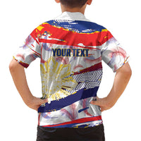 Philippines Sun Tattoo Family Matching Off Shoulder Short Dress and Hawaiian Shirt Feathers Filipinas Grunge Style White LT14 - Polynesian Pride