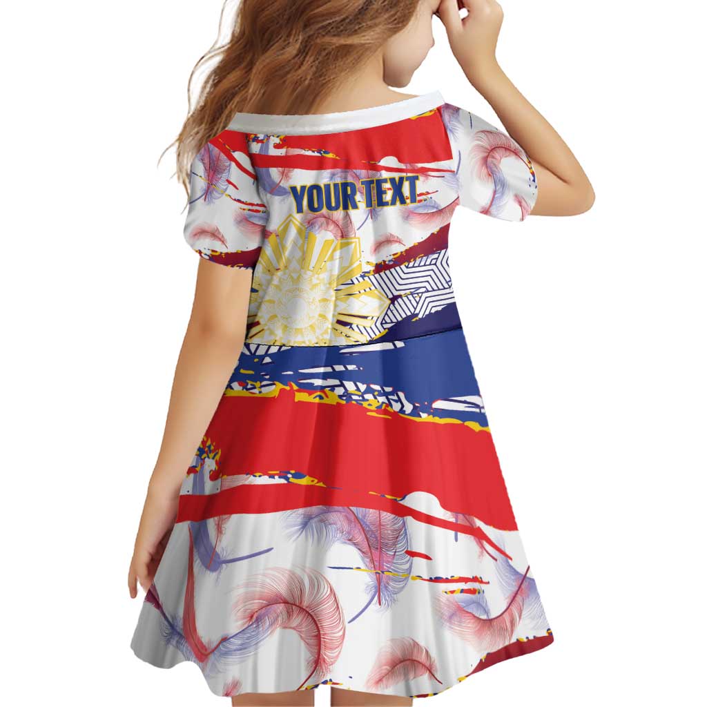 Philippines Sun Tattoo Family Matching Off Shoulder Short Dress and Hawaiian Shirt Feathers Filipinas Grunge Style White LT14 - Polynesian Pride
