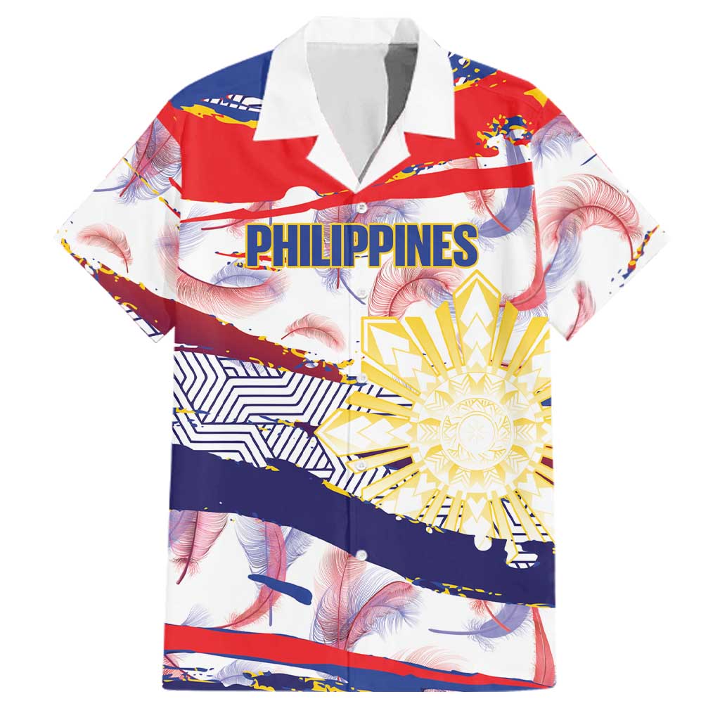 Philippines Sun Tattoo Family Matching Summer Maxi Dress and Hawaiian Shirt Feathers Filipinas Grunge Style White LT14 Dad's Shirt - Short Sleeve White - Polynesian Pride