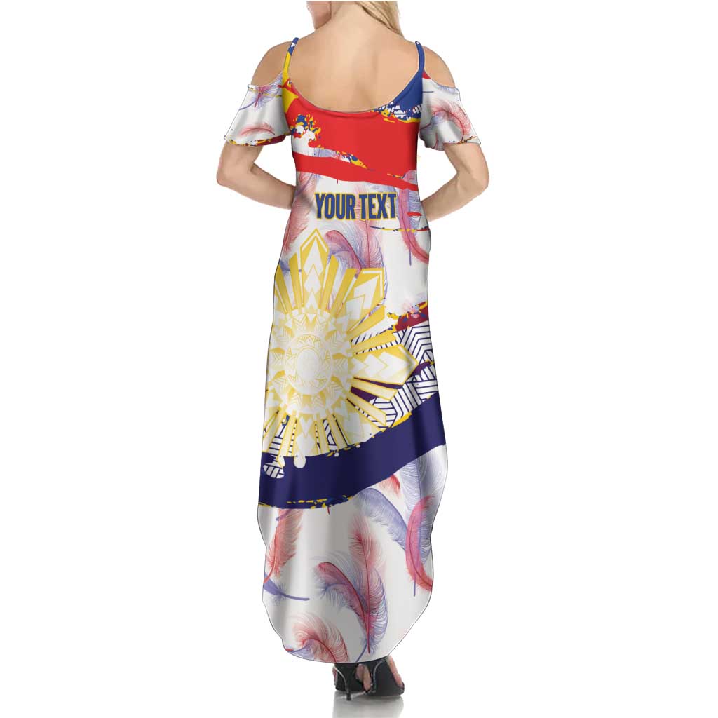 Philippines Sun Tattoo Family Matching Summer Maxi Dress and Hawaiian Shirt Feathers Filipinas Grunge Style White LT14 - Polynesian Pride