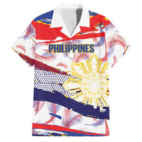 Philippines Sun Tattoo Family Matching Tank Maxi Dress and Hawaiian Shirt Feathers Filipinas Grunge Style White LT14 Dad's Shirt - Short Sleeve White - Polynesian Pride