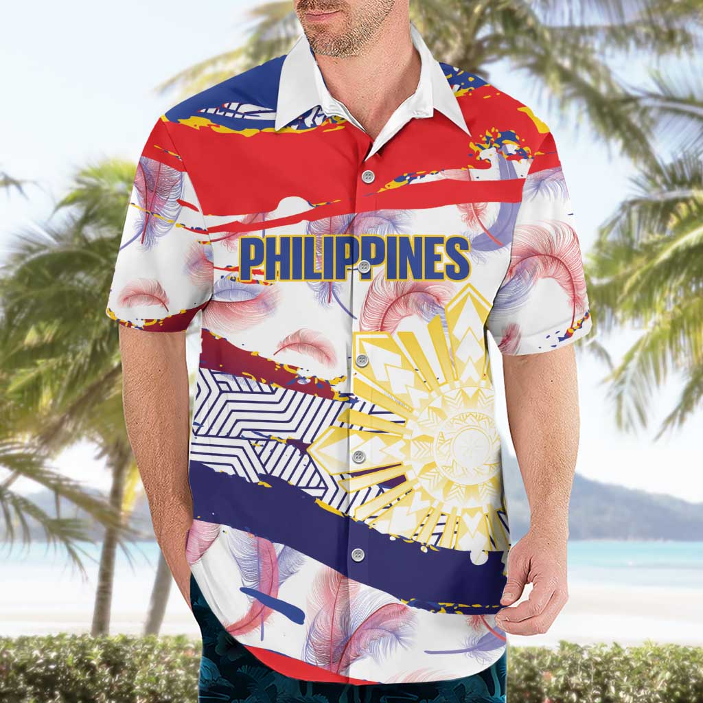 Philippines Sun Tattoo Hawaiian Shirt Feathers Filipinas Grunge Style White