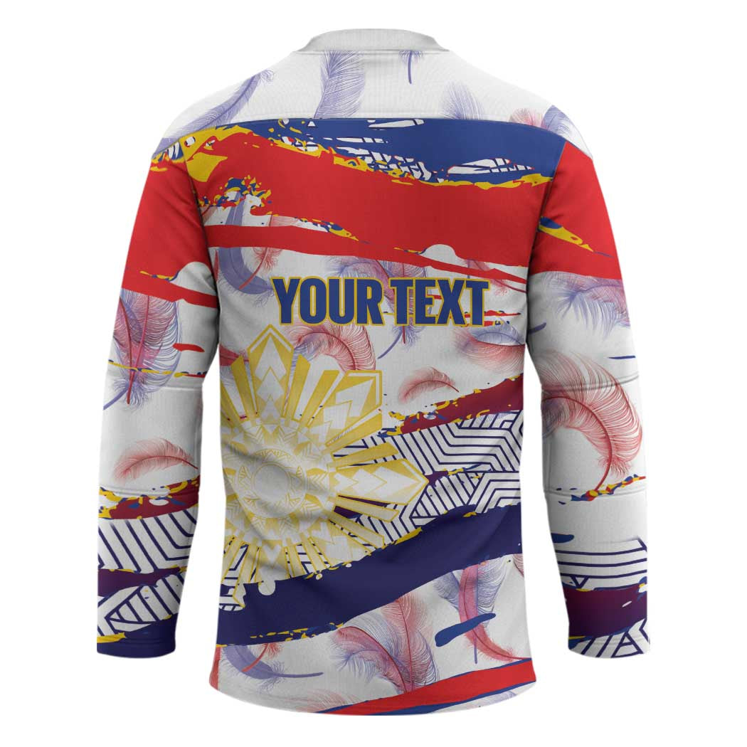 Philippines Sun Tattoo Hockey Jersey Feathers Filipinas Grunge Style White